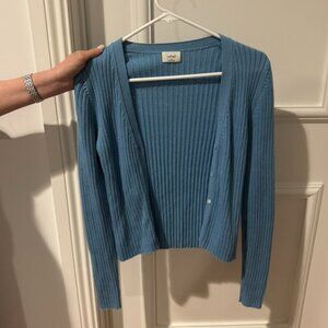 Aritzia Blue Ribbed Cardigan